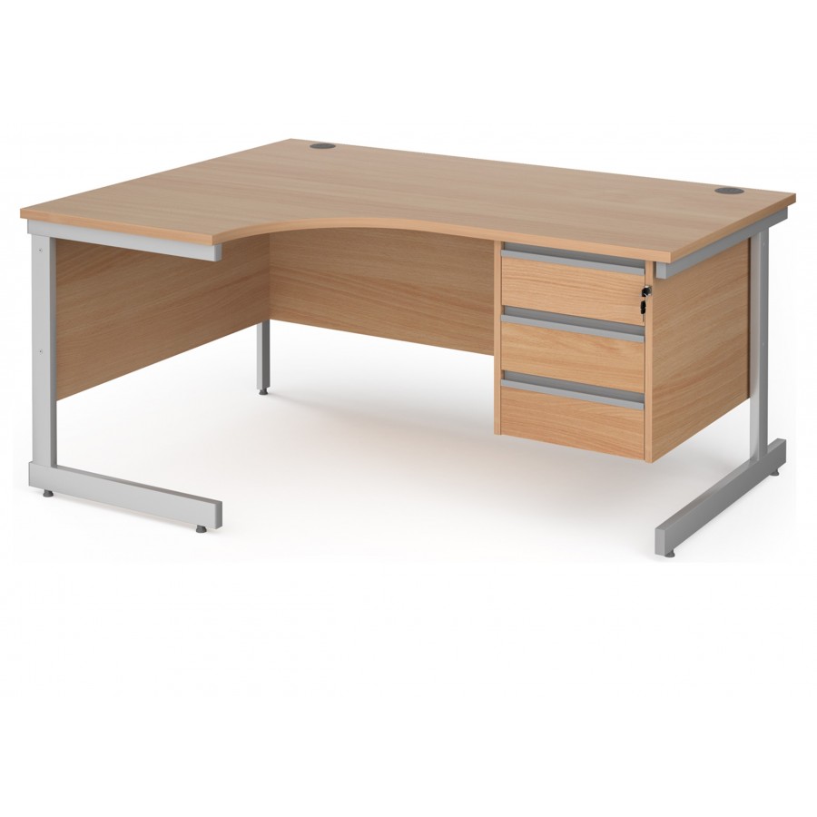 Harlow Cantilever Ergonomic Desk with Three Drawer Pedestal